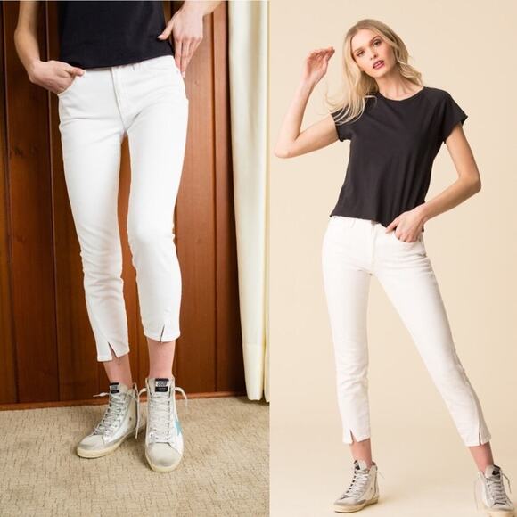 AMO White Twist Seam Midrise Sea Salt Ankle Skinny Jeans Size 26 - Picture 1 of 16